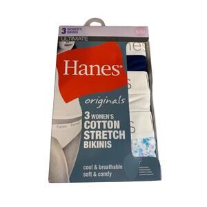 Medium (6) Hanes Originals Womens Pack of 3 Bikini Underwear Panties